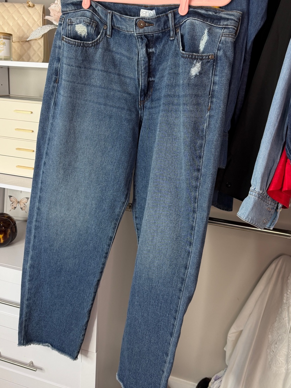 sofia by sofia vergara Blue Straight-Leg Distressed Jeans